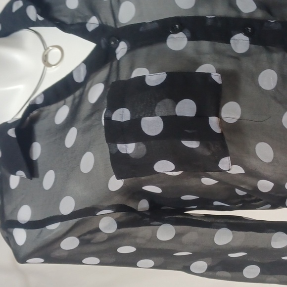Sans kouci womens top size small in a beautiful see thru black with poka dots - Picture 3 of 6